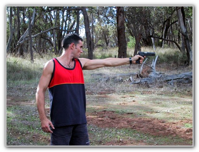 CJ Shooting a gun